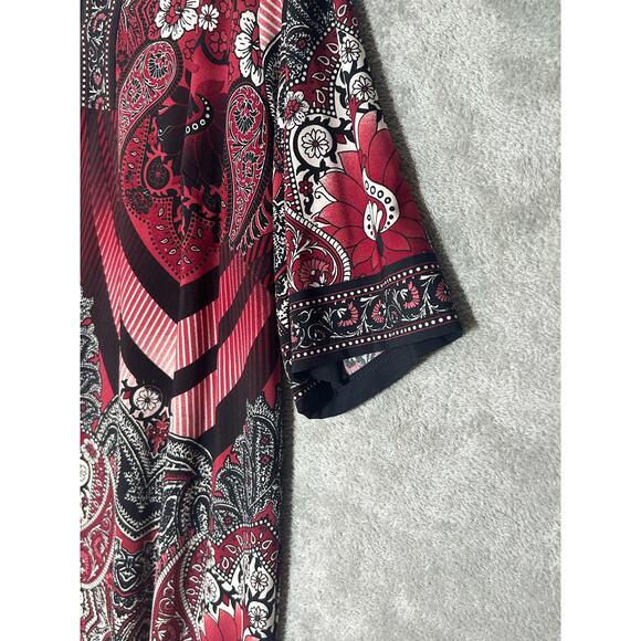 Catherine's Shift Dress Size 2X Red Floral Paisley Whimsigoth Dark Academia - Picture 3 of 8